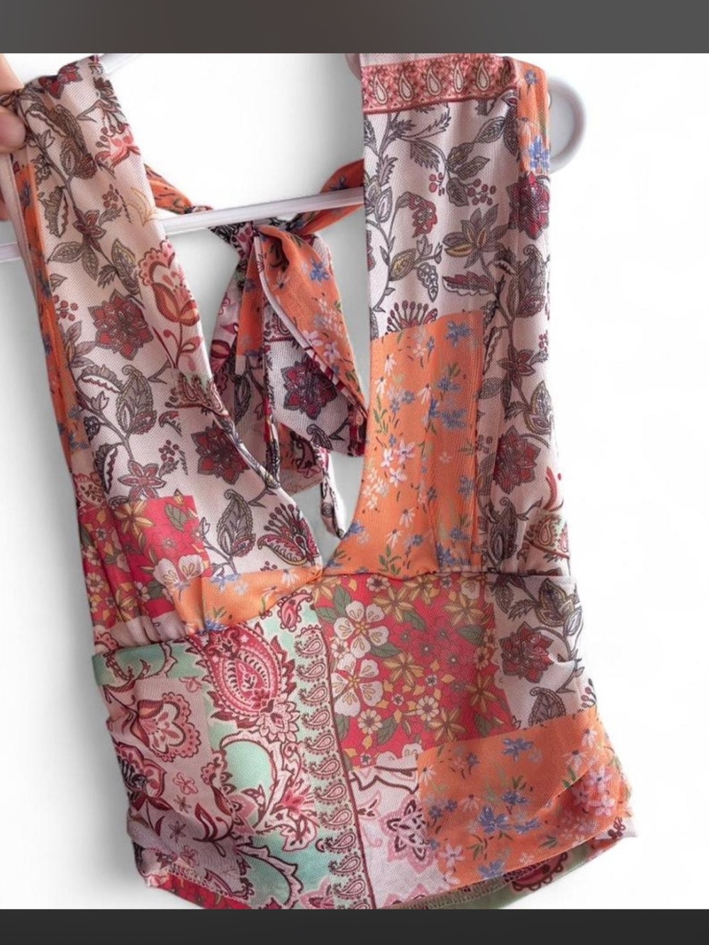 Floral Patchwork Halter Top - Picture 2 of 4